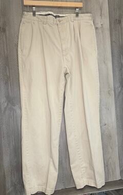 Polo Ralph Lauren Polo Chino Mens 36x30 Khaki Pleated Pants 100% Cotton Vintage